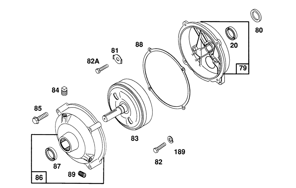Gear Case Assembly Diagram and Parts List for 82331-0538-XX  Briggs and Stratton Engine